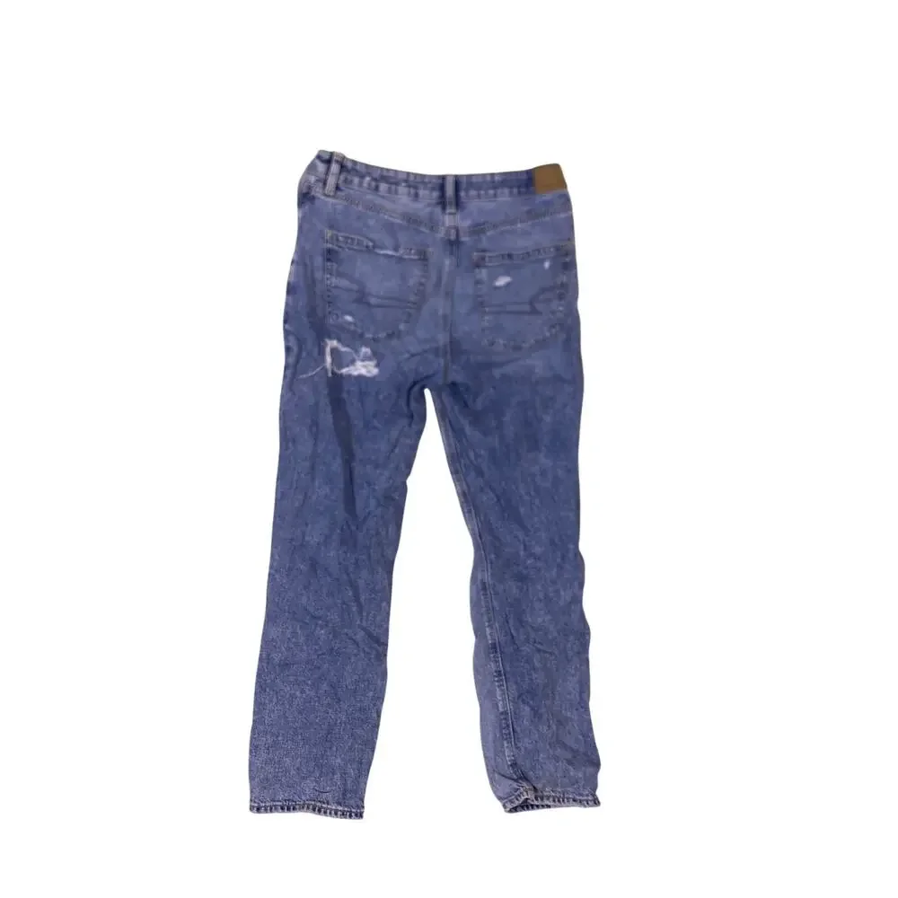 Vintage Mom Straight Jeans Womens 4/S High Waist Relaxed Fit Light Wash Denim